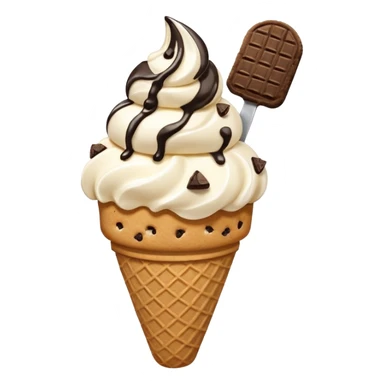 ice cream cone with cookies and cream scoop and cookie pieces sticker