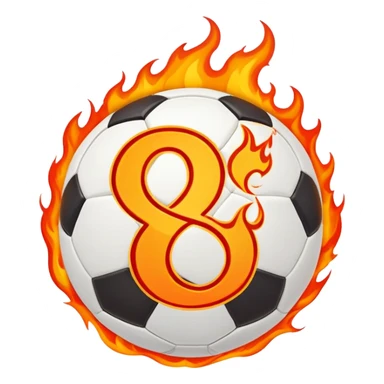 soccer ball with the number 8, Flames are coming from the sword sticker