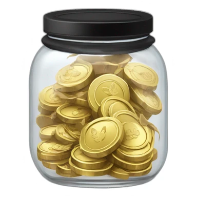a clear jar with black lid black :jar: with cash inside of it:money_with_wings: :gold_coins: sticker
