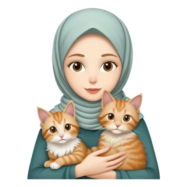 White girl wearing hijab holding nude mainecoon cat sticker