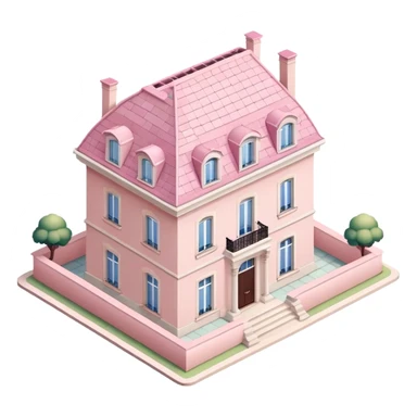 Light Pink Parisian mansion isometric  sticker