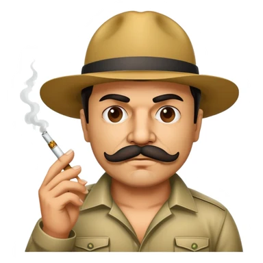 El Chapo gangster character with mustache smoking a marijuana joint sticker