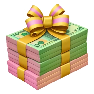 Bright Green & Golden Yellow Gradient Australian $100 notes stacked together and wrapped in a pink bow sticker