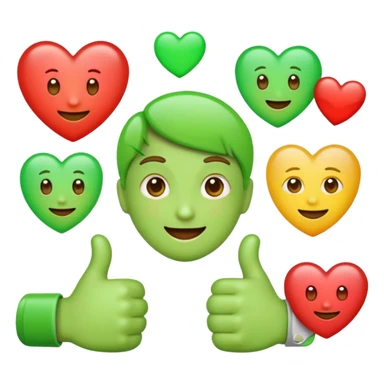 small emojis for an alternative Microsoft teams. bright green with a techie vibe. Face expressions, thumbs up, and hearts. Hearts should me the only ones with multiple colors. Not all in one emoji but seperately sticker