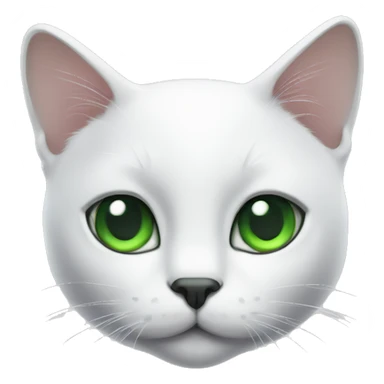 white cat head with black spot on top of head and green eyes  sticker