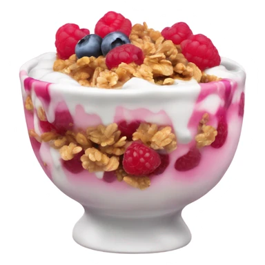 Cartoony Yogurt bowl with raspberries and granola sticker