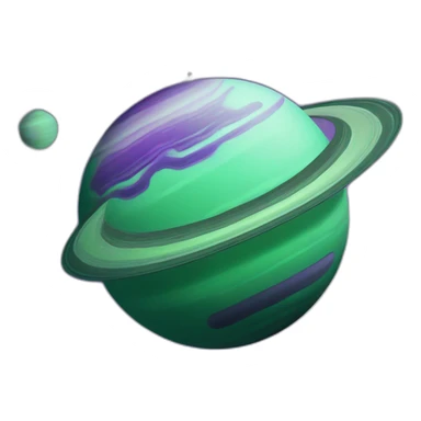 green planet with purple saturn rings and grey moon sticker