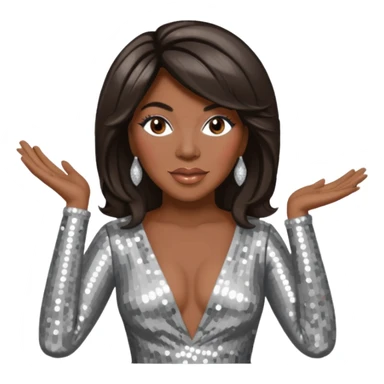 Mary Wilson from The Supremes with dark brown hair, silver outfit sticker