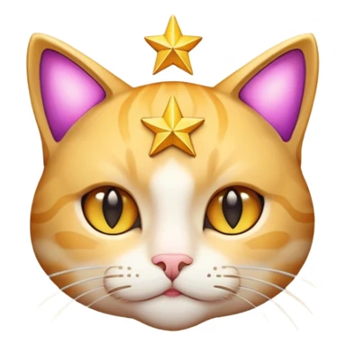 A star with a cat face sticker