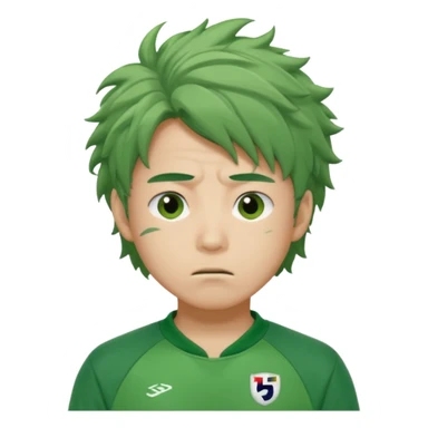 Draw Seong Gi-hun (Player 456) with messy hair, green tracksuit & tired but hopeful expression. sticker
