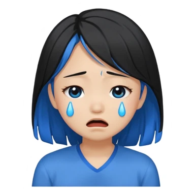 Asian girl crying more like this 😭 make the tears blue make the hair black all of the hair black sticker