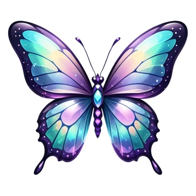 Dark Nebula Sparkly glossy glittery Pastel iridescent transparent bio-luminescent glass crystal butterfly sticker