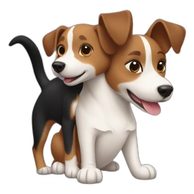 Black tabby cat and brown Jack Russell dog hugging sticker