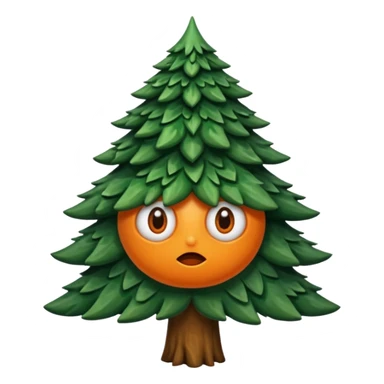 sapin avec deux gros yeux orange, pas de bouche sticker
