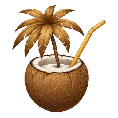 Coconut with straw sticker