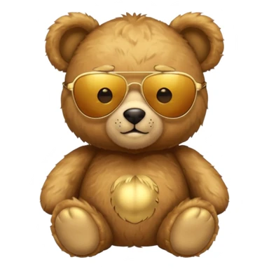 gold metal glow sunglasses tedy bear sticker