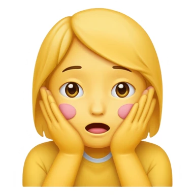 Yellow Standard emoji blushing and completely covering face with hands because they are flustered and embarrassed, face is very flushed sticker