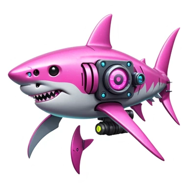 glitter mech shark pink cyberpunk sticker