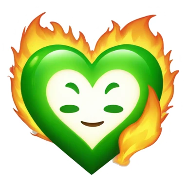 A  green heart with fire around him and forest inside sticker
