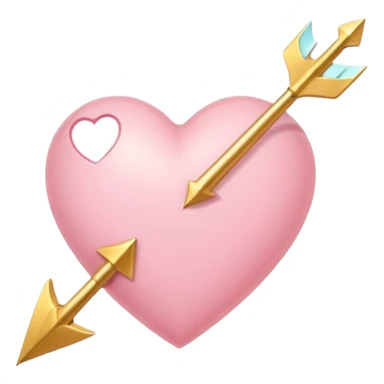 Cute baby pink heart pierced by a golden arrow,, soft glow, simple obsession aesthetic, sticker