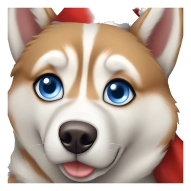 Red Siberian Husky with blue eyes Christmas  sticker