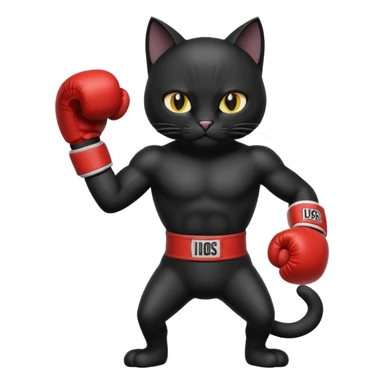 Black cat with boxing gloves sticker