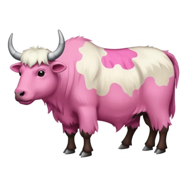 A shaven yak. Viewed from the side, it should have large pink patches where its fur has been completely shaven. sticker