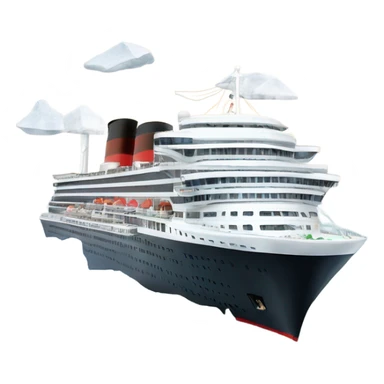 Cunard Cruise ship sailing through icy waters with ice bergs and whales sticker