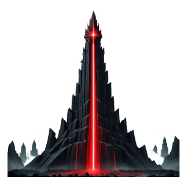 Barad Dúr from Lord of the Rings, Dark, giant Tower, with red laser beams shooting into the sky sticker