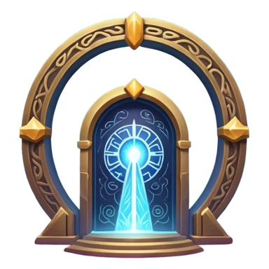 universe gate object icon, gigantic cosmic portal doorway, swirling galaxy energy inside, glowing starry aura, mystical space runes, fantasy sci-fi style, 3D cartoon, mobile game icon style, centered, clean background, no text, no watermark sticker