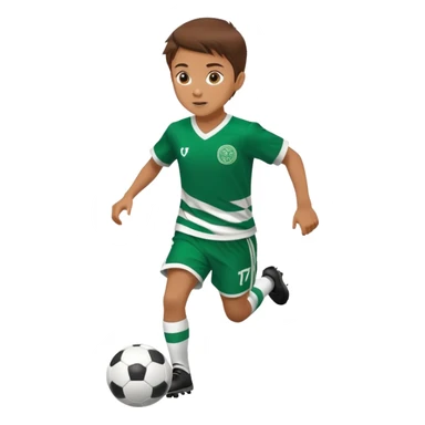 Brown hair 6 years old boy footballer running playing soccer wearing celtic uniform ( jersey) # 17 in the jersey !  sticker