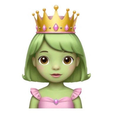 frog with short bangs with a crown pink bow and pink princess dress sticker