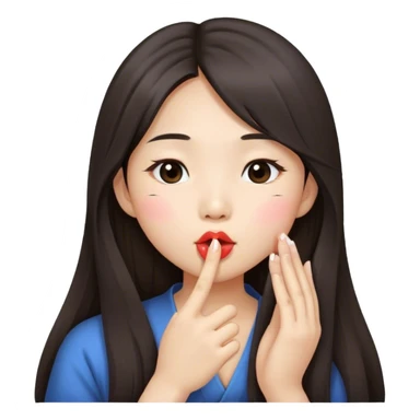 Long hair asian girl blowing goodnight kisses  sticker