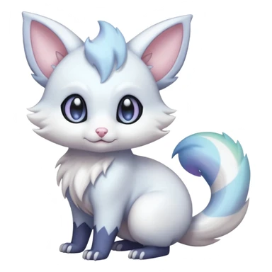 Shiny Cute Adorable Innocent Precious Furry Divine Glorious Holy Iridescent Pale Pastel Whitish Bright Furret-Absol-Skitty-Noibat-Hybrid (Full body) sticker
