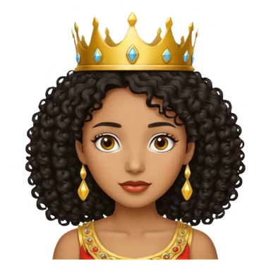 Chica piel morena con cabello rizado 👩🏽‍🦱 con corona 👸🏽 sticker