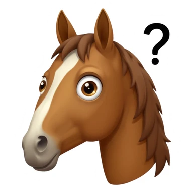 Confused horse with question marks  sticker
