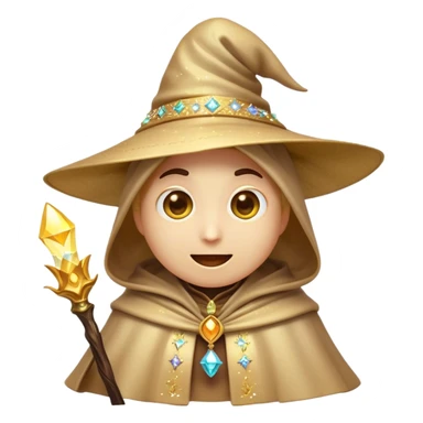 Clash of Clans aesthetic Comical Mage Portrait Emoji, Head tilted dramatically with an exaggerated, fun expression and wide, comically expressive eyes beneath an oversized hat, featuring a quirky, compact robed form with animated magical sparkles and natural skin tone, Simplified yet hilariously expressive features, highly detailed, glowing with a slightly sassy enchanted glow, high shine, dramatic yet playful, stylized with an air of cheeky arcane mischief, soft glowing outline, capturing the essence of a meme-worthy mage who conjures laughter in epic quests! sticker
