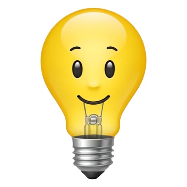Yellow light bulb emoji representing a good idea, with a green check mark for approval. Simple emoji style, flat design, bold colors, clean lines, no text, transparent background. sticker