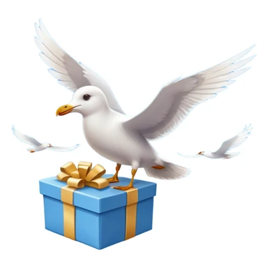 The seagull takes gift box in his wings sticker