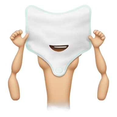 Sanitary napkin with a face, arms and legs sticker