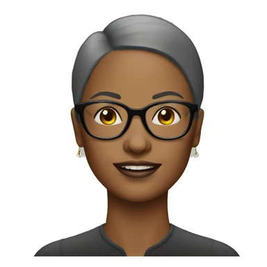 A woman with glasses, hoop earrings, and a shiny bald head sticker