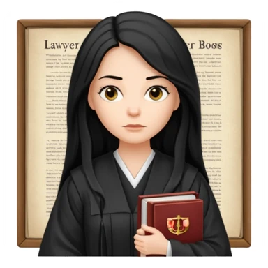 white-women-with-long-black -hair-lawyer-in-lawyer’s-robe. Have law book in hand.  sticker