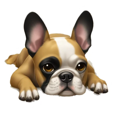 Black-and-tan French bulldog laying on big pile of gold coins sticker