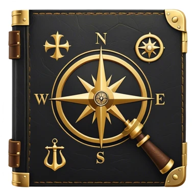 A black and gold book with an aged leather texture, embossed with an alchemical symbol, a compass, or a forging hammer, exuding wisdom, mastery, and the relentless pursuit of greatness. - book on mastery ... silhouette of a triangle  sticker