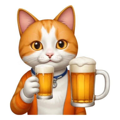 A cat drinking a beer  sticker