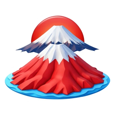Create a 3D Mount Fuji with red color. There must be no clouds on top. sticker