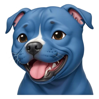 Cinematic Cute Yawning Blue Staffordshire Bull Terrier Portrait Emoji, Head tilted slightly with a dramatic, wide-open yawn, showcasing a smooth blue Fur with a refined texture, floppy ears slightly drooping, round dark eyes barely open in drowsy contentment, Simplified yet irresistibly adorable features, highly detailed, glowing with a soft, cozy glow, high shine, relaxed yet expressive, stylized with a touch of whimsy, bright and endearing, soft glowing outline, capturing the essence of a sleepy yet affectionate guardian, so drowsy it feels like it could stretch right out of the screen and curl up for a nap! sticker