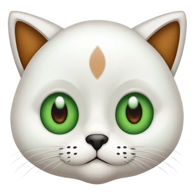 Una gata blanca con ojos verdes y una mancha marron en la cara sticker