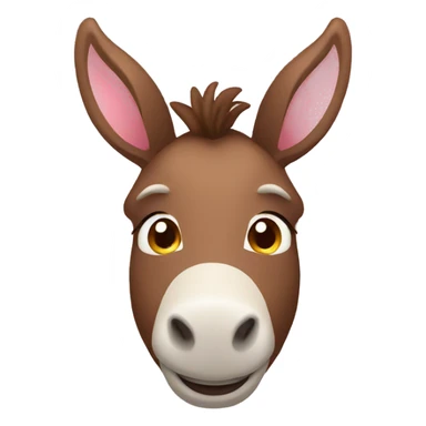 innocent smiling brown donkey face with light pink ears sticker