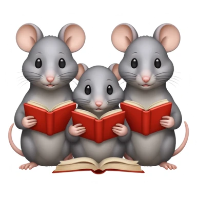 3 grey rats reading books  sticker